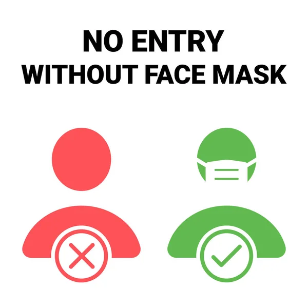 Covid 19予防 顔のマスクなしのエントリは マスクを着用してください ベクターイラスト ポスター — ストックベクタ