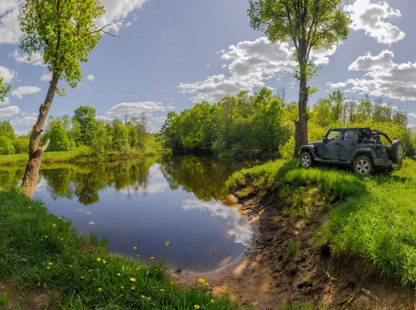 Día Primavera Río Región Novgorod Rusia — Foto de Stock