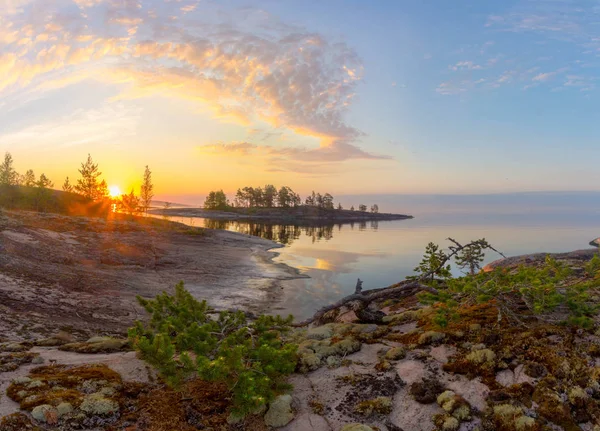 Bay Lake Ladoga Sunrise Karelia Russia — Stock Photo, Image