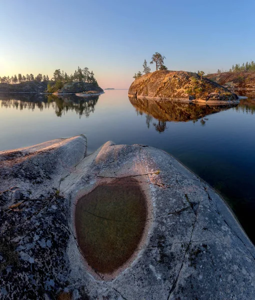 Bay Lake Ladoga Sunrise Karelia Russia — Stock Photo, Image