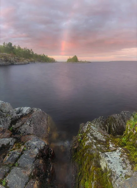 Arco Íris Lago Ladoga Carélia Rússia — Fotografia de Stock