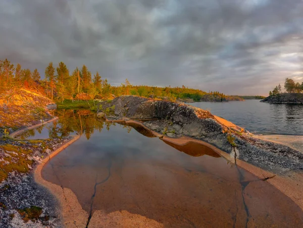 Bright Morning Lake Ladoga Karelia Russia — Stock Photo, Image