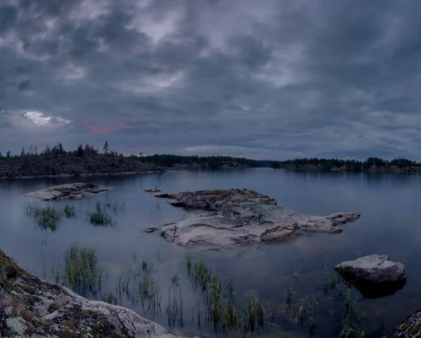 Luminosa Mattina Sul Lago Ladoga Carelia Russia — Foto Stock