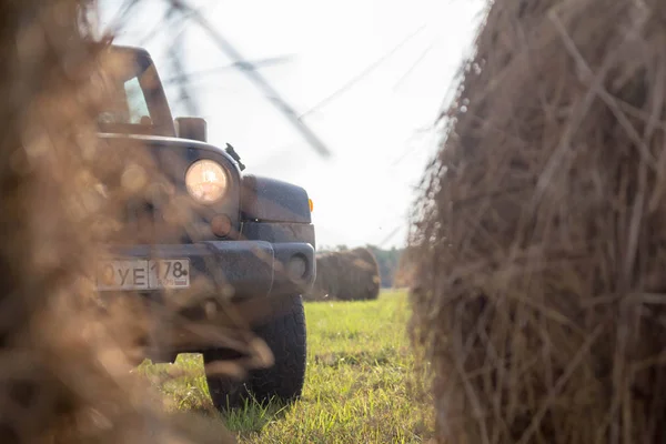 Novgorod Region Rússia Julho 2018 Jeep Wrangler Field Sunrise Wrangler — Fotografia de Stock