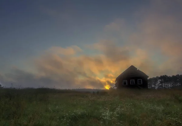 Maison Abandonnée Dans Village Russe Région Leningrad Russie — Photo