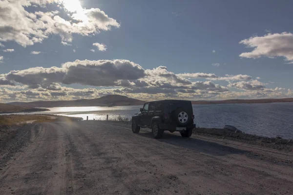 Kolského Poloostrova Region Murmansk Rusko Září 2018 Černá Jeep Wrangler — Stock fotografie