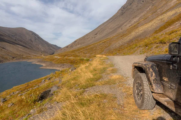 Kola Schiereiland Regio Van Moermansk Rusland September 2018 Zwarte Jeep — Stockfoto