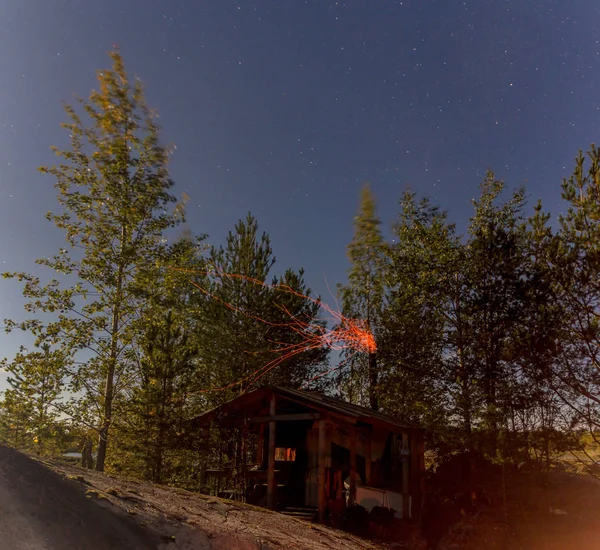 Cabaña Pesca Lago Ladoga Karelia Rusia — Foto de Stock