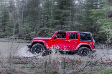 Leningrad bölge. Rusya, 16 Kasım 2018: yeni off-road jeep Wrangler Rubicon jl Leningrad bölgesinde. Yol ve spor yeni araç kapalı bir kompakt dört çekişli Rubicon 's
