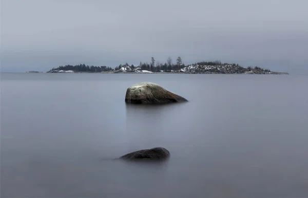 Minimalism Lake Ladoga Karelia Russia — Stock Photo, Image