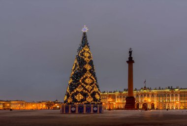 Palace Meydanı, St. Petersburg Noel ağacı. Rusya