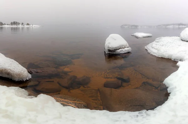 Winter peace on lake Ladoga. Karelia. January 2019