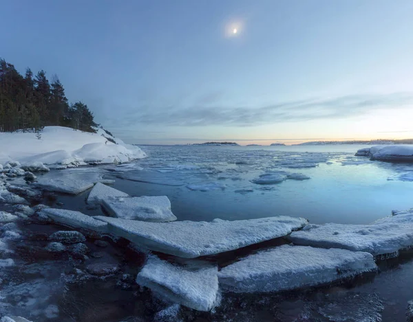 Descongelamento Lago Ladoga Dezembro 2018 — Fotografia de Stock
