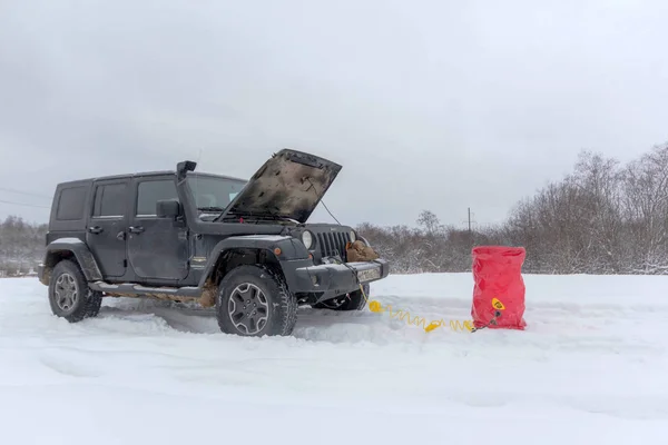 2019 Karelië Rusland Jeep Wrangler Met Opblaasbare Jack Road Karelië — Stockfoto