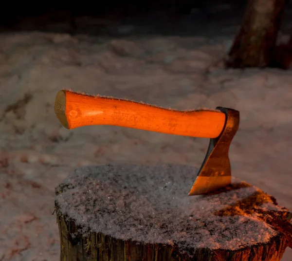 Bijl Met Houten Handvat Karelië Rusland — Stockfoto