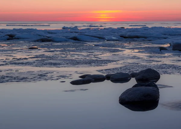 Pôr Sol Golfo Finlândia Região Leningrado Rússia — Fotografia de Stock