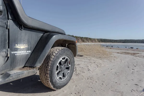 Golfo Finlandia Región Leningrado Rusia Abril 2019 Jeep Wrangler Coast — Foto de Stock