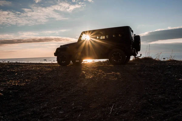 Finský Záliv Leningradské Území Rusko Dubna 2019 Jeep Pasák Pobřeží — Stock fotografie