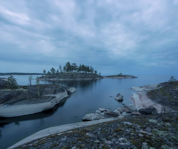 Nuit Blanche Sur Lac Ladoga Carélie Russie — Photo