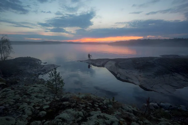 Красочный Закат Ладожском Озере Карелия Россия — стоковое фото