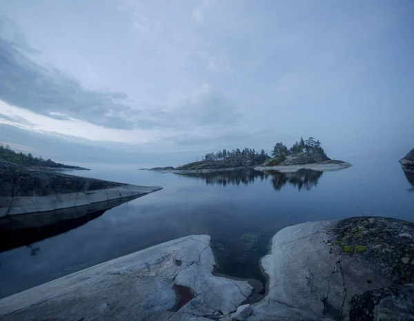 Notte Bianca Sul Lago Ladoga Carelia Russia — Foto Stock