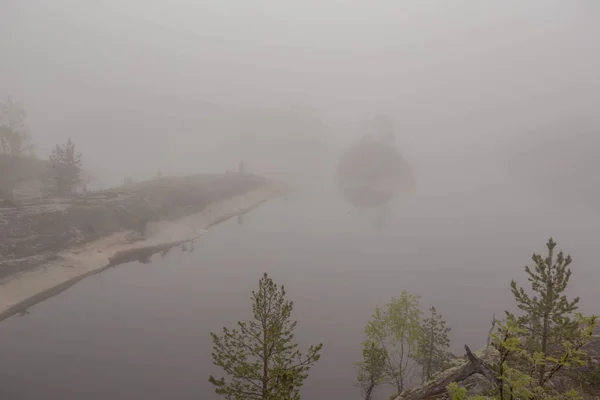 Mañana Brumosa Lago Ladoga Karelia Rusia — Foto de Stock