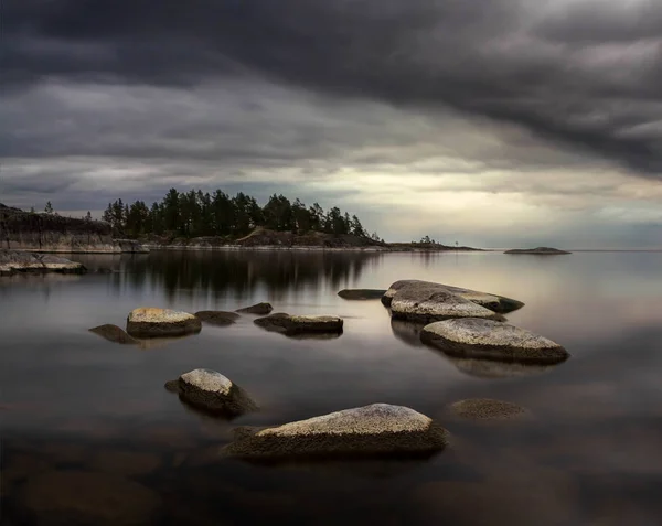 Podzim Jezera Ladoga Ostrovy Jezeře Ladoga Karelie Rusko — Stock fotografie