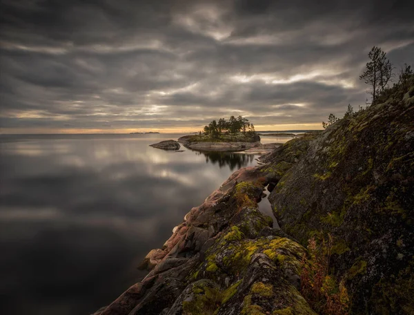 Podzim Jezera Ladoga Ostrovy Jezeře Ladoga Karelie Rusko — Stock fotografie