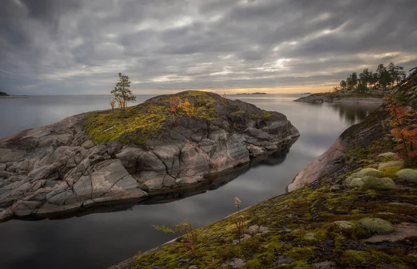 Podzim Jezera Ladoga Ostrovy Jezeře Ladoga Karelie Rusko — Stock fotografie