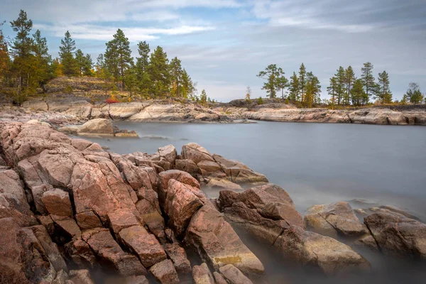 Automne Sur Lac Ladoga Îles Dans Lac Ladoga Carélie Russie — Photo