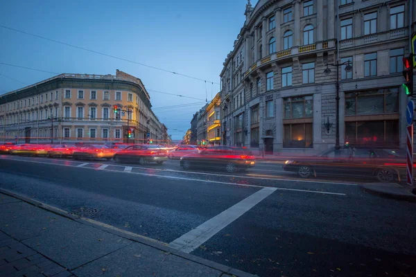 Rytmu Velkého Města Dopravní Zácpy Městě Saint Petersburg Rusko — Stock fotografie