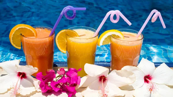 Natural freshly squeezed juice at the resort by the pool