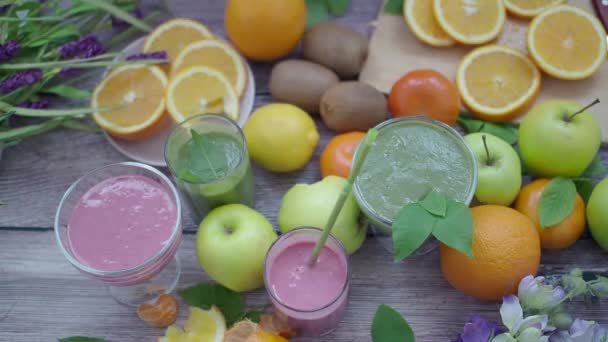 Frutas desayuno saludable — Vídeo de stock