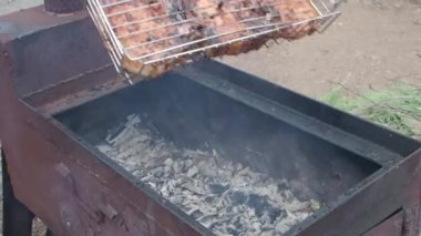 Doğada bir yaz günü leziz bir barbekü eti.