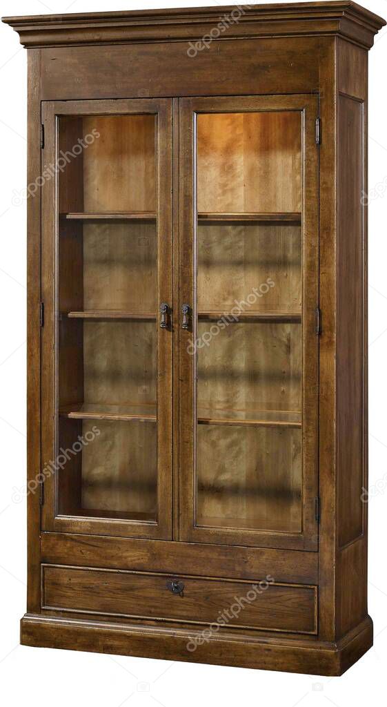 wooden dining cabinet isolated on white background