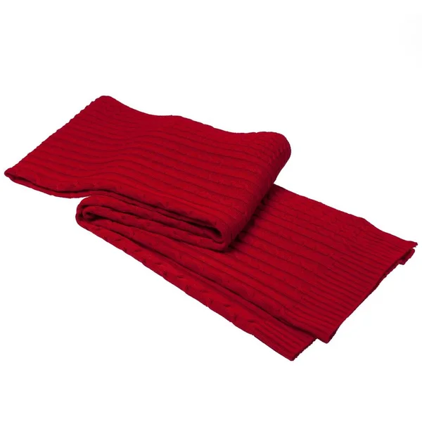 Gezellige Rode Sjaal Een Witte Achtergrond — Stockfoto