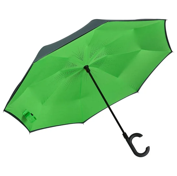 Guarda Chuva Verde Aberto Isolado Fundo Branco — Fotografia de Stock