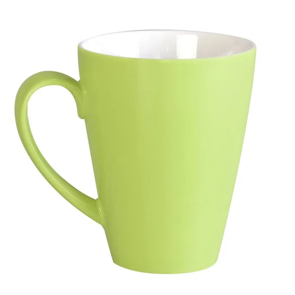 白い背景に隔離された緑の磁器マグカップ — ストック写真