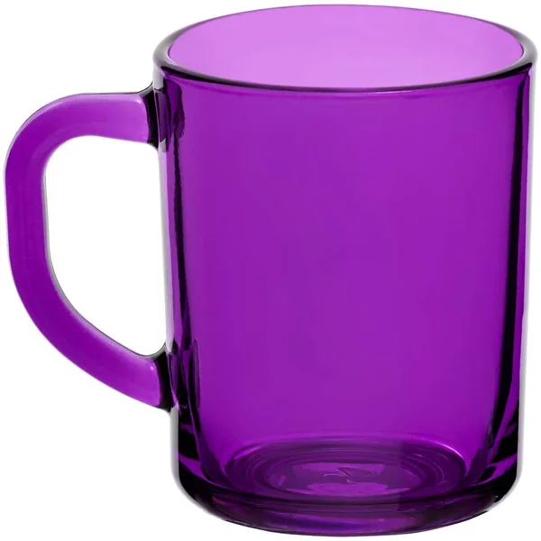 白い背景に隔離されたガラスの紫色のマグカップ — ストック写真