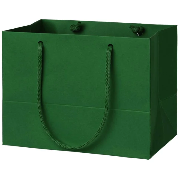 Groene Kartonnen Tas Een Witte Achtergrond — Stockfoto