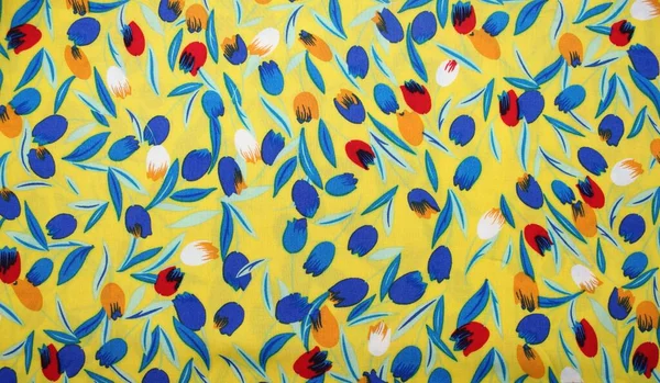 Красива Тканина Квітковими Візерунками Текстурою Фоном — стокове фото