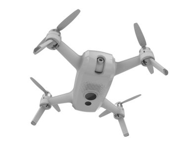 Quadcopter kamera dronu beyaz arkaplanda izole edildi