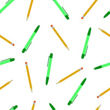 Kusursuz bir arka plan, kalem ve kalem. Vektör illüstrasyon düz tasarım.