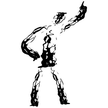 Vektör çizimi düz tasarım. Siyah ve beyaz soyut biçimi insanlar için güçlüdür..