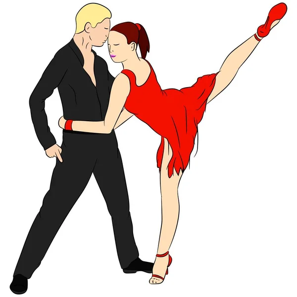 Vektör çizimi düz tasarım. Dans eden çift.