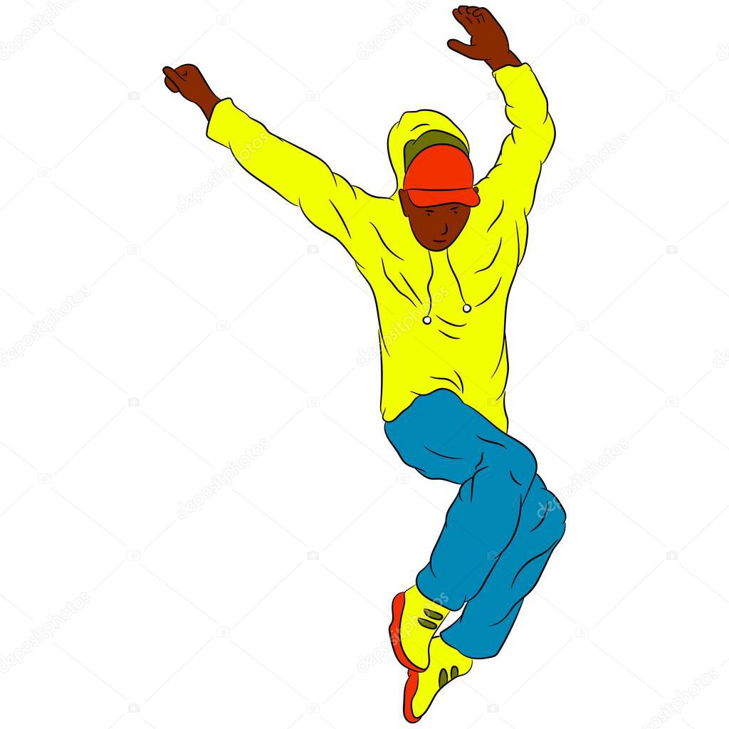 Vector illustration flat design. Dancing guy.