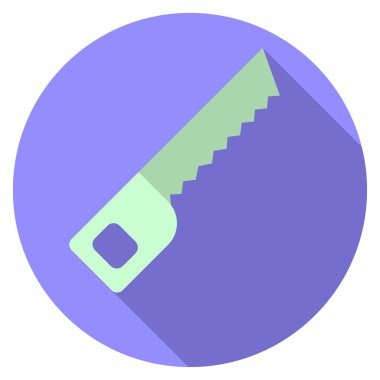 Vektör grafikleri, inşaat aletleri ikonu, demir testeresi. Düz tasarım.