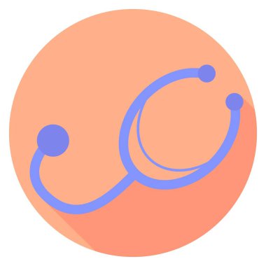 Vektör grafikleri, tıbbi aletlerin simgesi, fonendoskop. Düz tasarım.