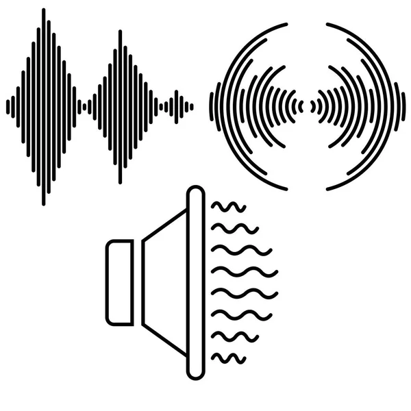 Gráficos Vectoriales Conjunto Iconos Onda Sonora Diseño Plano — Archivo Imágenes Vectoriales