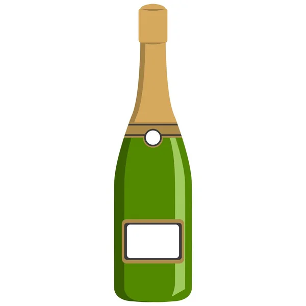 Illustration Vectorielle Bouteille Isolée Champagne Sur Fond Blanc Style Plat — Image vectorielle